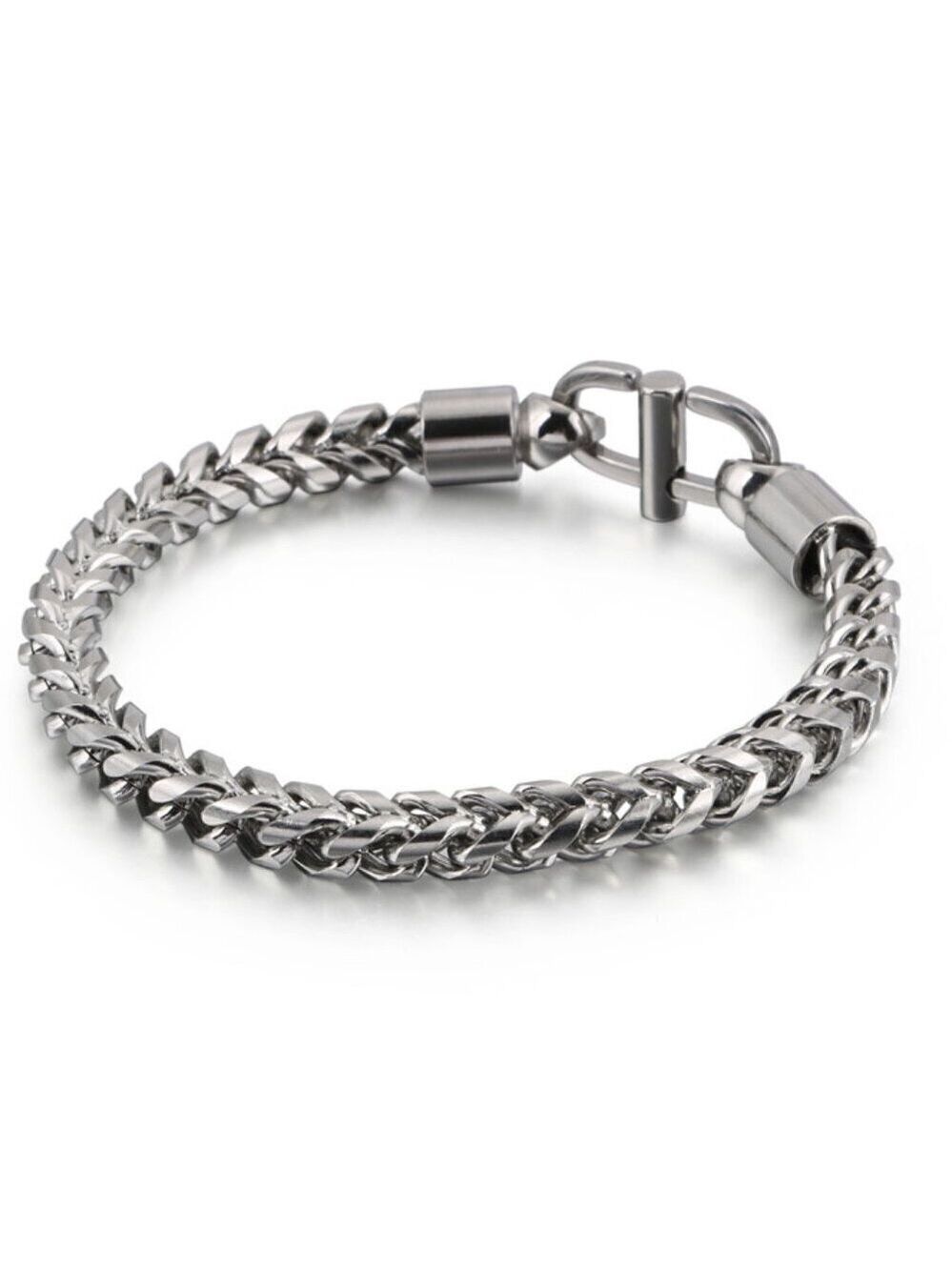 Men's Solid Style Stainless Steel Thick Chain Bracelet, Approx. 8.5 Inches